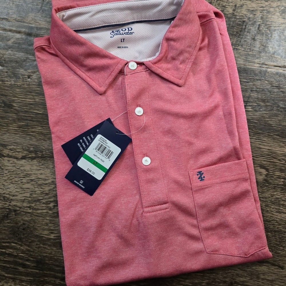 IZOD Saltwater Sunshield Polo Mens LT Rapture Rose New Short Sleeve Pocket Shirt
